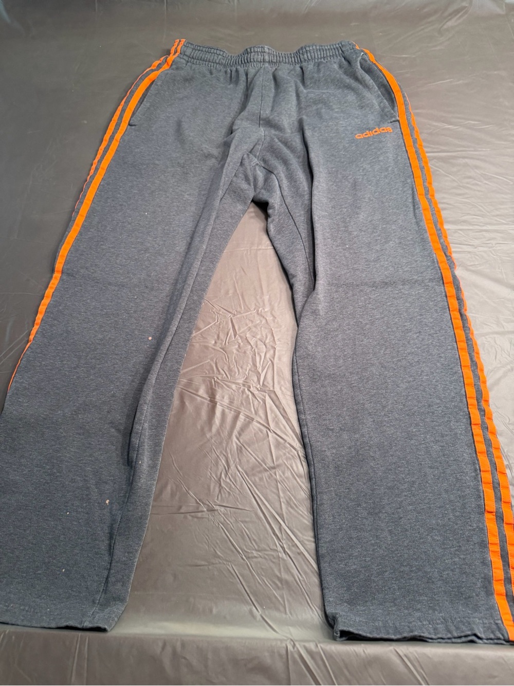 Adidas Gray Sweatpants with Orange Side Stripes